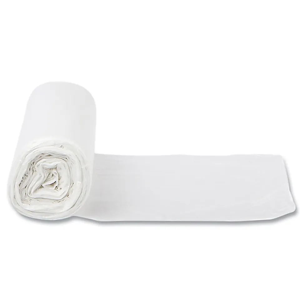 Interplast Group High Density Commercial Can Liners, 10 gal, 0.2mil, 5 mic, 24" x 24", Natural, Perforated Roll, 50 Bags/Roll, 20 Rolls/Carton