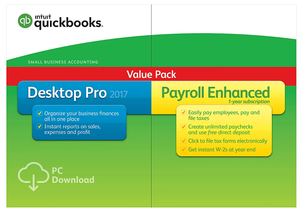 Intuit® QuickBooks® Desktop Pro With Enhanced Payroll 2017, Disc
