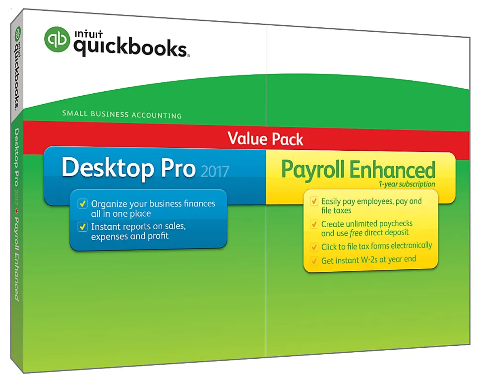 Intuit® QuickBooks® Desktop Pro With Enhanced Payroll 2017, Disc