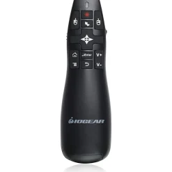 IOGEAR Gyro Presenter Mouse with Red Laser - Laser - Wireless - 65.62 ft - Radio Frequency - 2.40 GHz - Black - USB 2.0 - 1