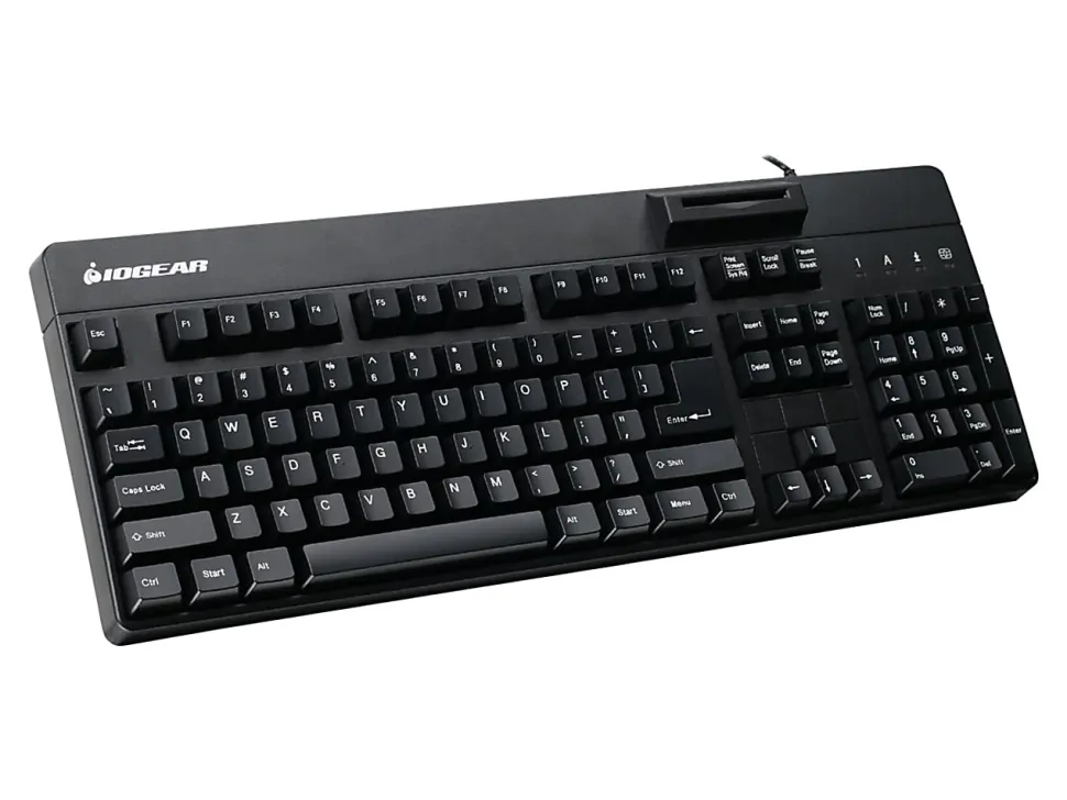 IOGEAR Integrated Keyboard/CAC Reader -USB 2.0 Type A Interface - 104 Key(s) - GKBSR202TAA