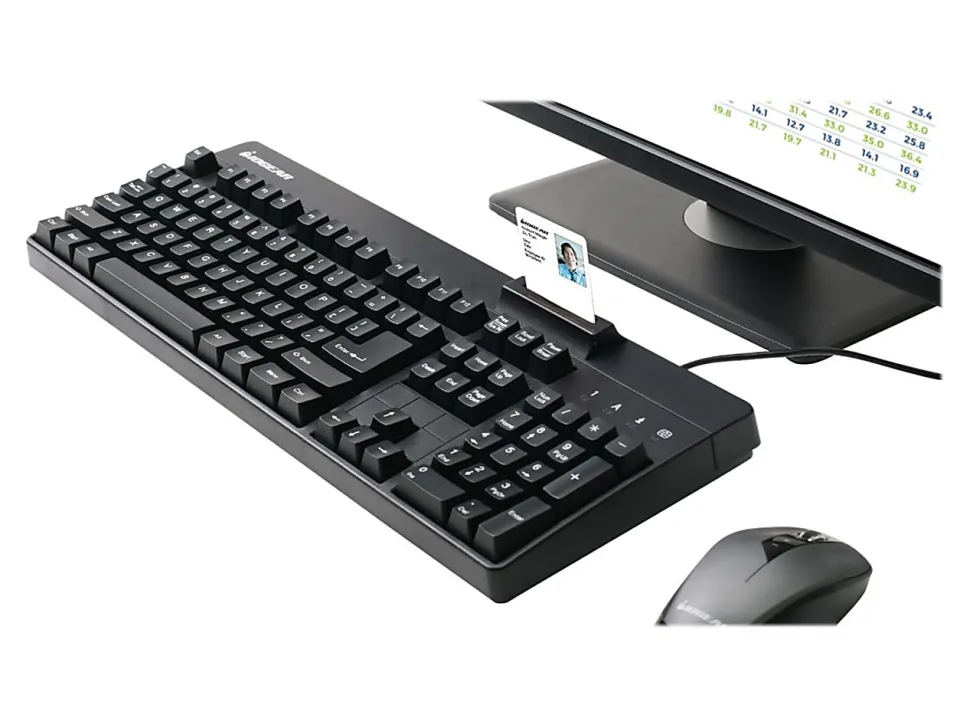 IOGEAR Integrated Keyboard/CAC Reader -USB 2.0 Type A Interface - 104 Key(s) - GKBSR202TAA
