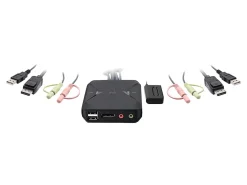 IOGEAR 2-Port 4K USB DisplayPort Cable KVM Switch - KVM / audio switch - 2 x KVM / audio - 1 local user - desktop