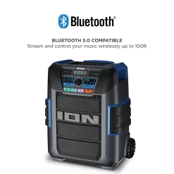 ION Audio Explorer Portable Bluetooth All Weather Speaker With Microphone, Stereo Link And Premium 5 Speaker Sound, XL, Black, IPA150X