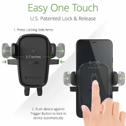 iOttie Easy One-Touch Wireless 2 Fast Charging 2-in-1 Air Vent And CD Mount, Black, HLCRIO143