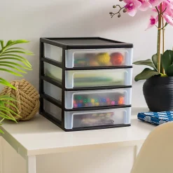 Iris Desktop Drawer Unit, 4 Drawers, Black