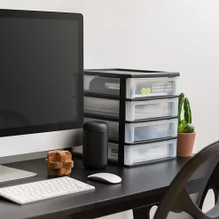 Iris Desktop Drawer Unit, 4 Drawers, Black
