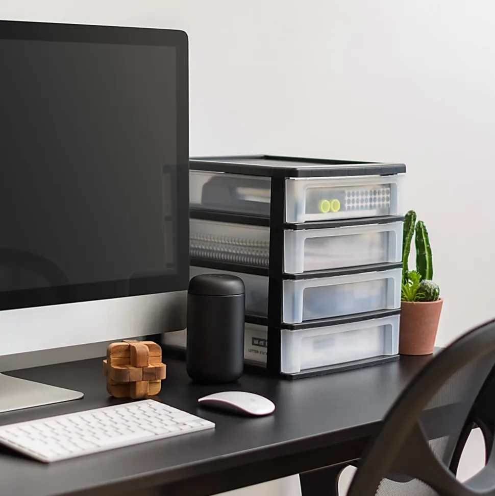Iris Desktop Drawer Unit, 4 Drawers, Black