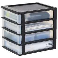 Iris Desktop Drawer Unit, 4 Drawers, Black