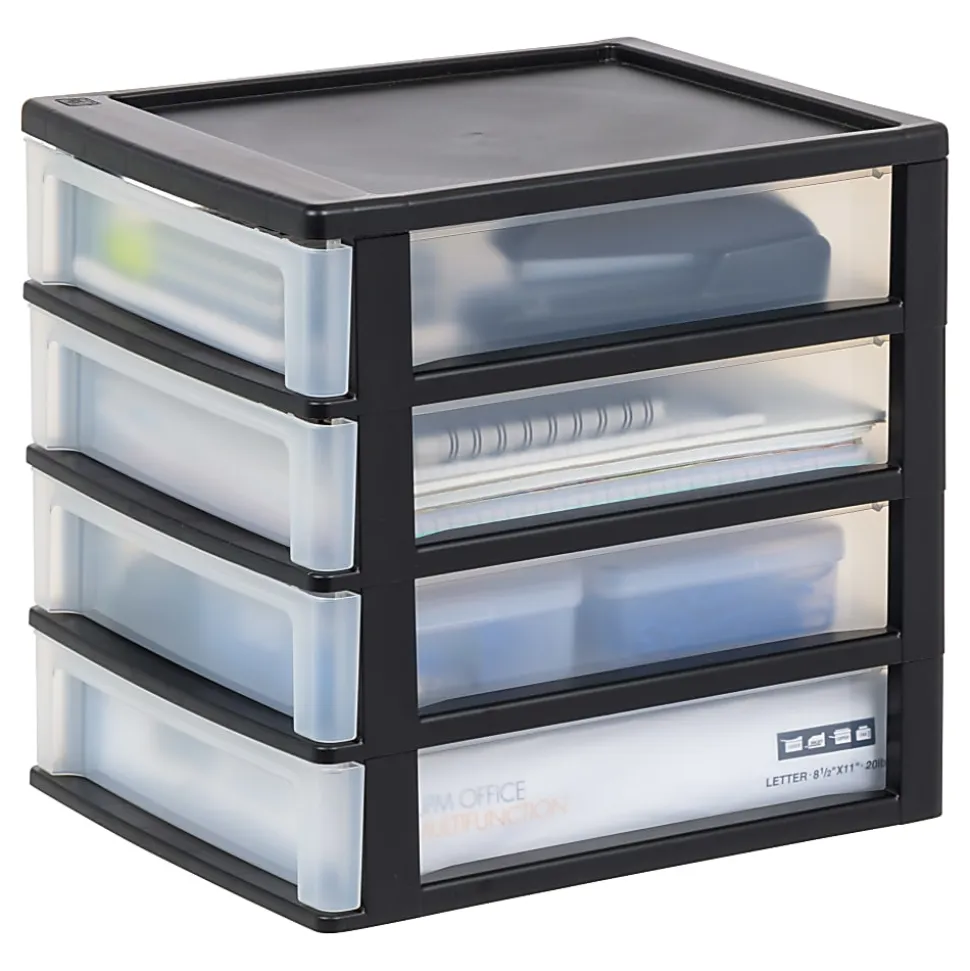 Iris Desktop Drawer Unit, 4 Drawers, Black