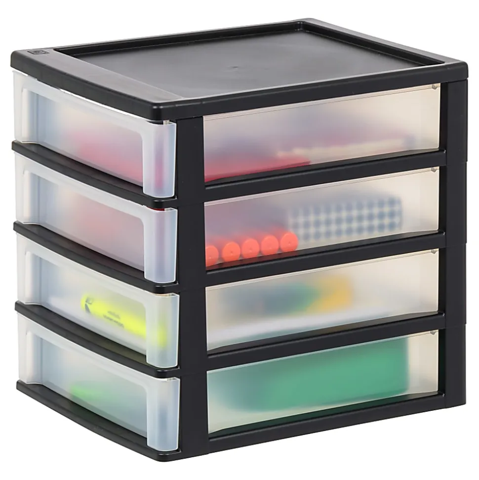 Iris Desktop Drawer Unit, 4 Drawers, Black