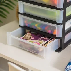 Iris Desktop Drawer Unit, 4 Drawers, Black