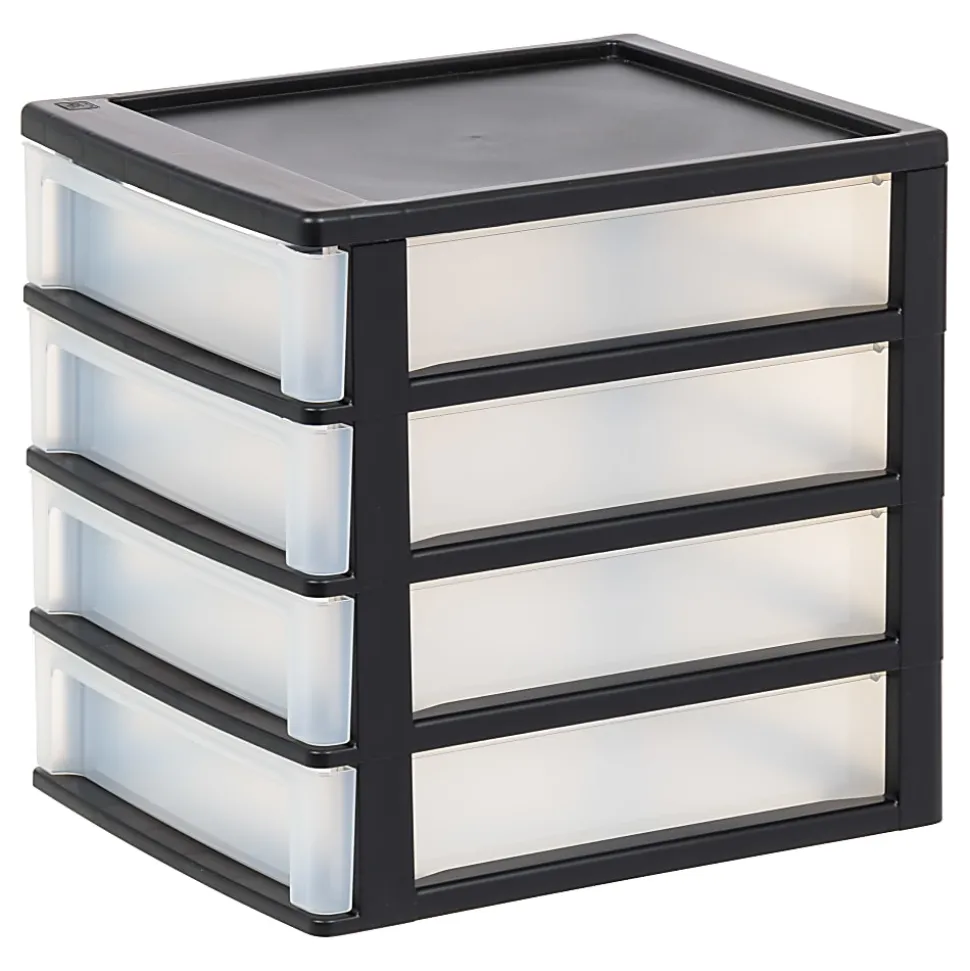 Iris Desktop Drawer Unit, 4 Drawers, Black