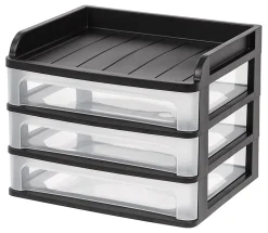 IRIS® 3-Drawer Medium Desktop Storage, 11 1/4"H x 14 1/4"W x 11 13/16"D, Black