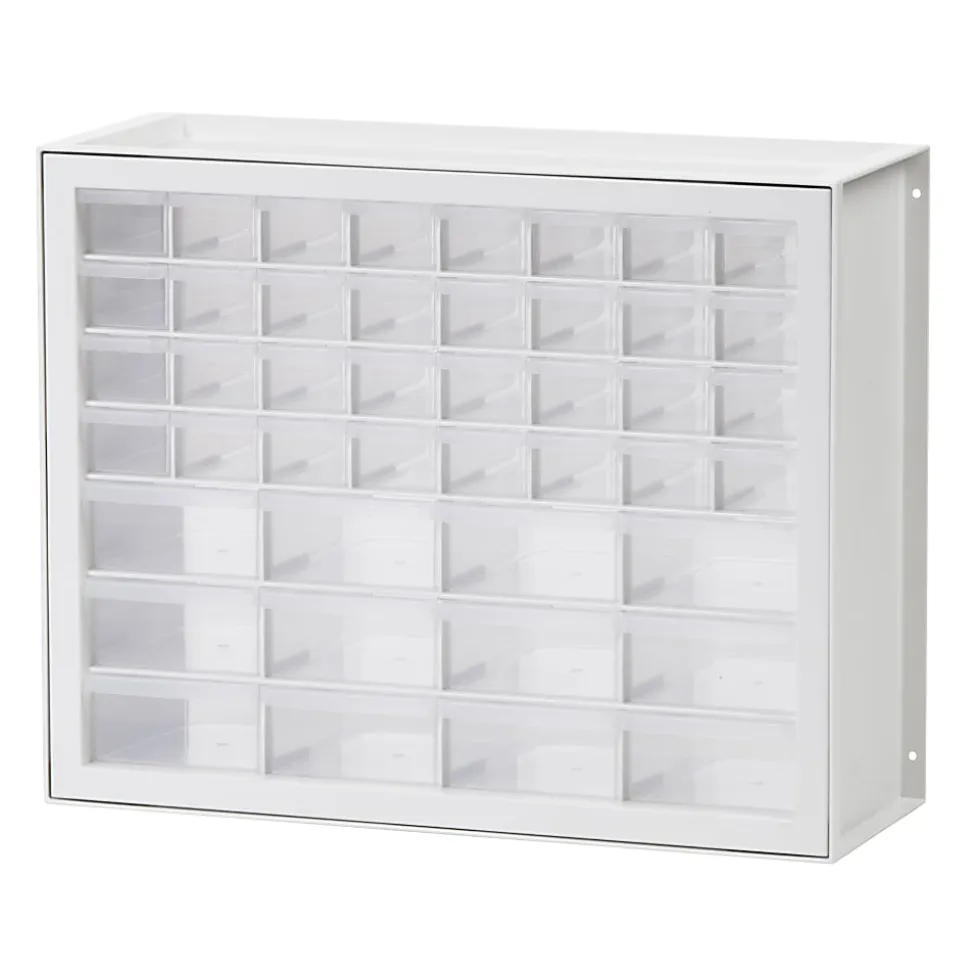 Iris 44-Drawer Parts Cabinet, 15-1/2”H x 19-1/2”W x 7”D, White/Clear