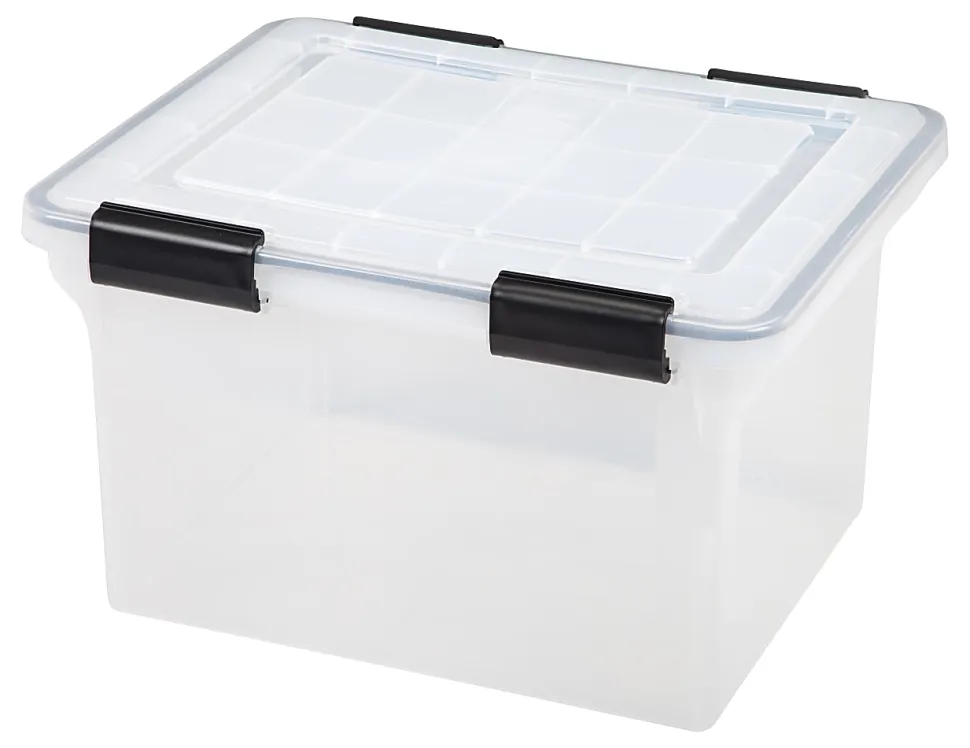 IRIS Letter and Legal Size WEATHERTIGHT File Box, 10 7/8"H x 14 1/2"W x 18"D, Clear, Pack of 6