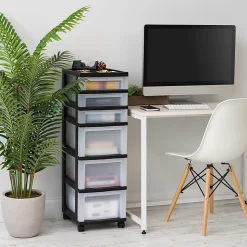 Iris Mini Chest, 6 Drawers, 67 Qt, Black
