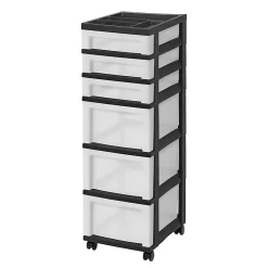 Iris Mini Chest, 6 Drawers, 67 Qt, Black