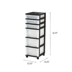 Iris Mini Chest, 6 Drawers, 67 Qt, Black