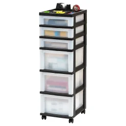 Iris Mini Chest, 6 Drawers, 67 Qt, Black