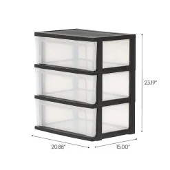 Iris Nesting Stacking Wide Chest, 3 Drawers, 29 Qt, Black, Set Of 2 Chests