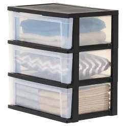 Iris Nesting Stacking Wide Chest, 3 Drawers, 29 Qt, Black, Set Of 2 Chests