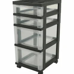 Iris® Plastic 4-Drawer Rolling Storage Cart, 26 7/16
