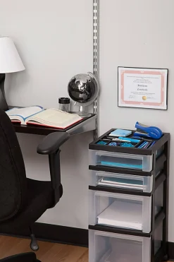 Iris® Plastic 4-Drawer Rolling Storage Cart, 26 7/16