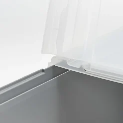 Iris® Plastic Letter-Sized Split Lid File Box, 44 Quart, 24”L x 20-1/16”W x 16-3/16”H, Gray