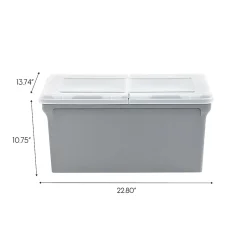Iris® Plastic Letter-Sized Split Lid File Box, 44 Quart, 24”L x 20-1/16”W x 16-3/16”H, Gray