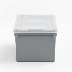 Iris® Plastic Letter-Sized Split Lid File Box, 44 Quart, 24”L x 20-1/16”W x 16-3/16”H, Gray