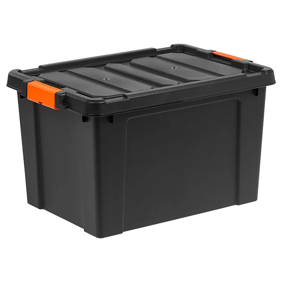 Iris® Remington Heavy Duty Store-It-All Totes, 19 Gallon, Black, Set Of 4 Totes