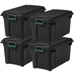 Iris Remington Heavy Duty Store-It-All Tote, 87 Qt, Black, Pack Of 4 Totes