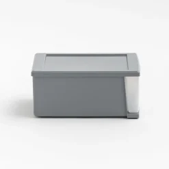 Iris® Stackable Storage Bins With Drawers, 5-13/16"H x 8-3/4"W x 12-3/4"D, Gray, Set Of 5 Bins