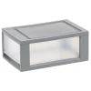 Iris® Stackable Storage Bins With Drawers, 5-7/16"H x 8-1/2"W x 13-1/8", Gray, Set Of 5 Bins