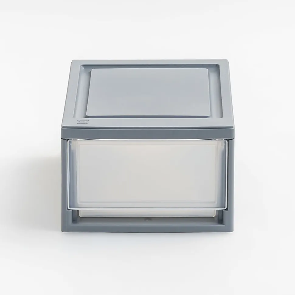 Iris® Stackable Storage Bins With Drawers, 5-7/16"H x 8-1/2"W x 13-1/8", Gray, Set Of 5 Bins