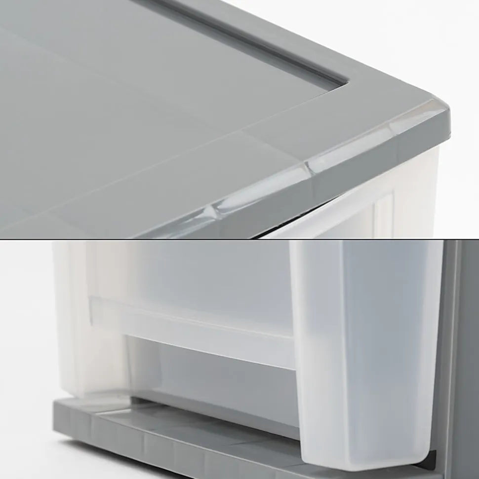 Iris® Stackable Storage Bin With Drawer, 5-13/16"H x 8-3/4"W x 12-3/4"D, Gray