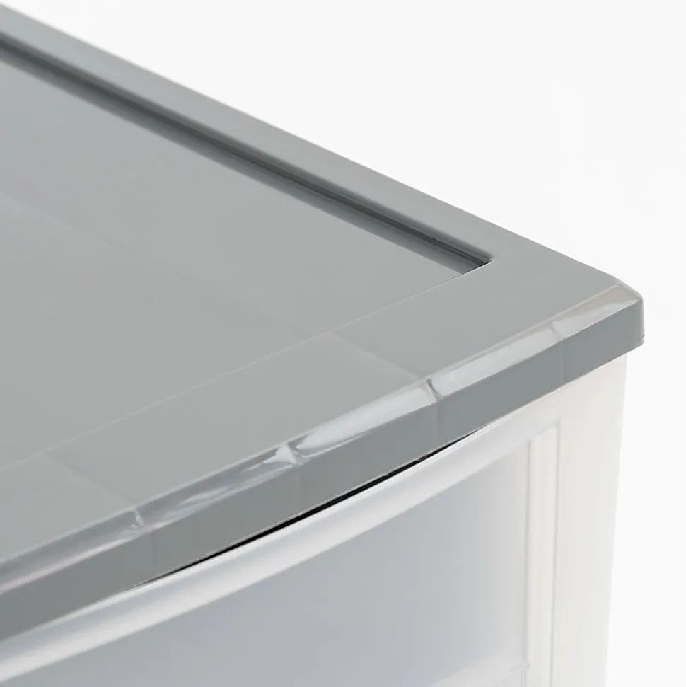 Iris® Stackable Storage Bin With Drawer, 5-13/16"H x 8-3/4"W x 12-3/4"D, Gray