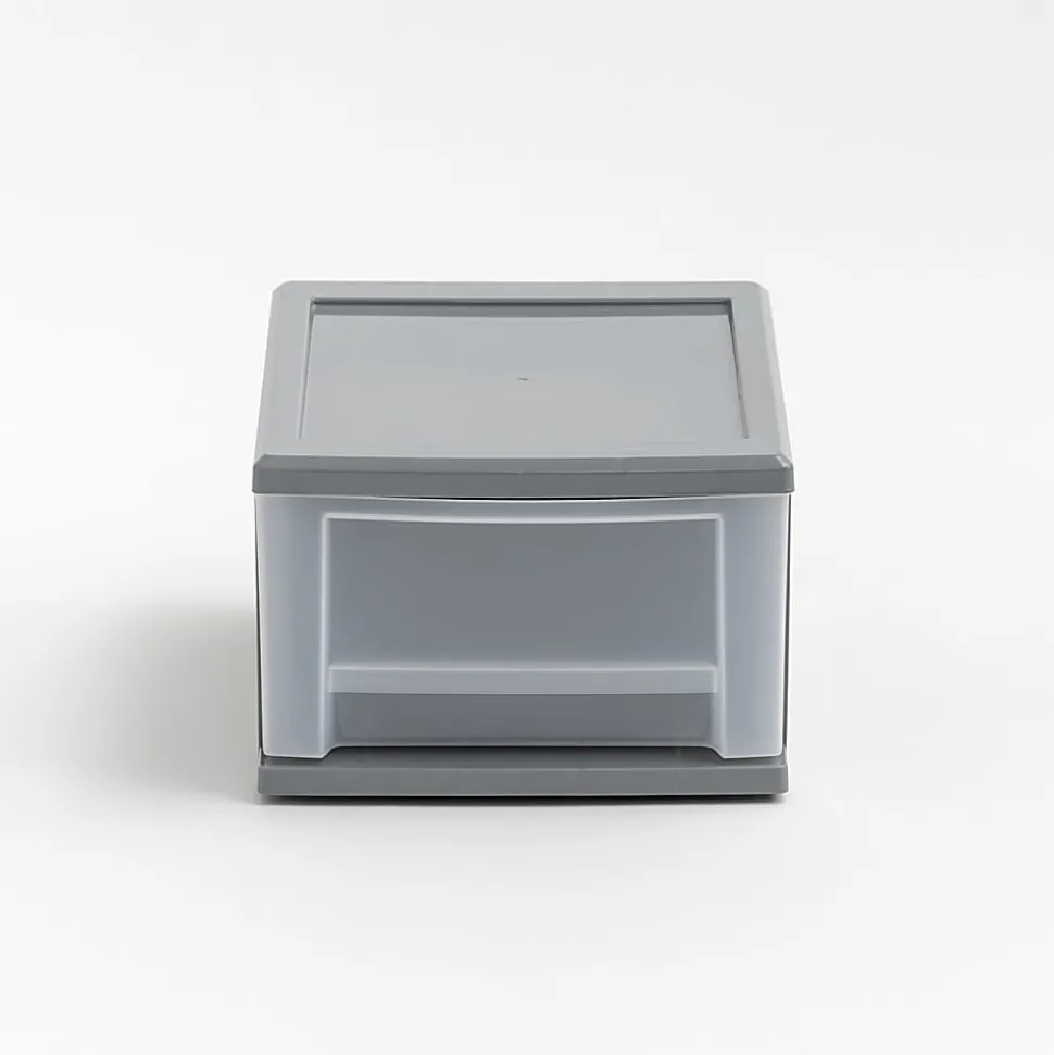 Iris® Stackable Storage Bin With Drawer, 5-13/16"H x 8-3/4"W x 12-3/4"D, Gray