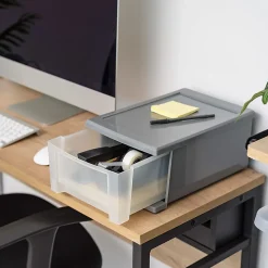 Iris® Stackable Storage Bin With Drawer, 5-13/16