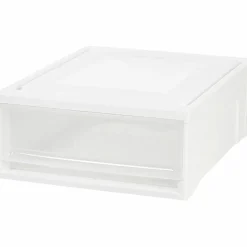 IRIS Stackable Storage Box Drawer - External Dimensions: 19.6"x15.8"x 7" - 5.50 gal - Stackable - Plastic - Clear, White -  - 129770