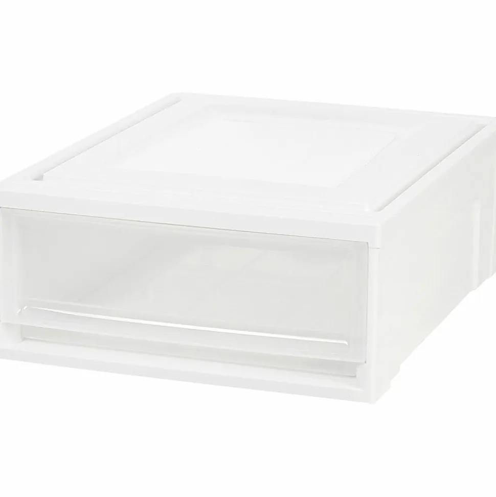 IRIS Stackable Storage Box Drawer - External Dimensions: 19.6"x15.8"x 7" - 5.50 gal - Stackable - Plastic - Clear, White - - 129770