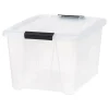 Iris Stack And Pull Totes, 32 Qt, Clear, Set Of 6 Totes