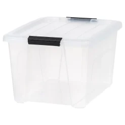 Iris Stack And Pull Totes, 32 Qt, Clear, Set Of 6 Totes
