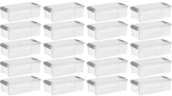 Iris Stack And Pull Totes, 5.75 Qt, Clear, Set Of 20 Totes