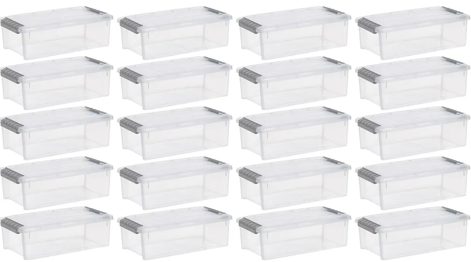 Iris Stack And Pull Totes, 5.75 Qt, Clear, Set Of 20 Totes