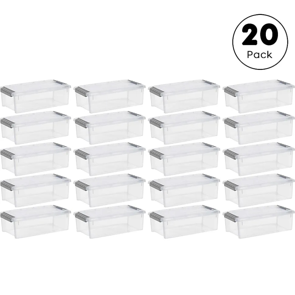 Iris Stack And Pull Totes, 5.75 Qt, Clear, Set Of 20 Totes