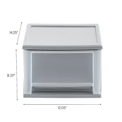 Iris Stacking Drawer, 3 Drawers, 17 Qt, Gray, Pack Of 3 Drawers