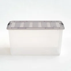 Iris® Stack & Pull™ Storage Boxes, 18 Gallon, Clear/Gray, Set Of 3 Boxes