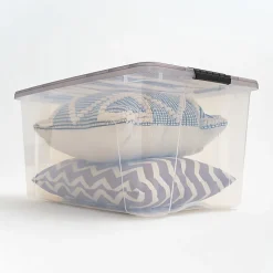Iris® Stack & Pull™ Storage Boxes, 18 Gallon, Clear/Gray, Set Of 3 Boxes